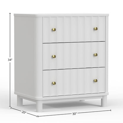 Stapleton Three Drawer Small Chest, White - Alpine Furniture