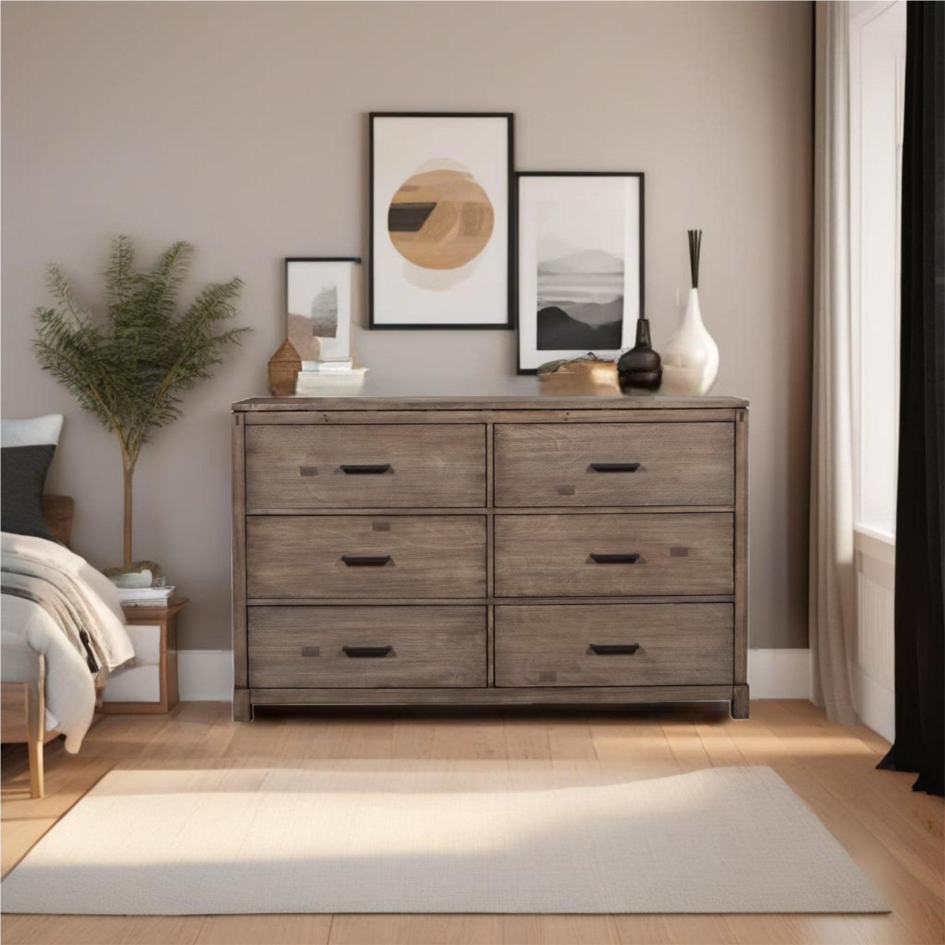 grey wood dresser Signature Design by Ashley Bronyan Dark Gray | Harris Furniture 19.80 inchW x 12.83 inchD x 7.24 inchH Dresser Hutch Weathered Grey |