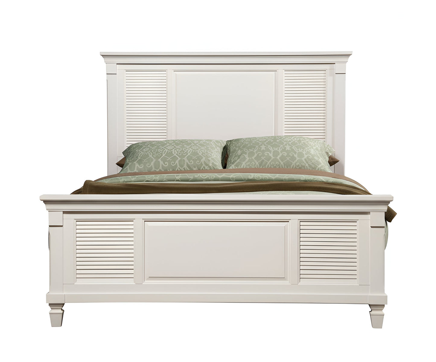 Winchester Shutter Panel Bed, White - Alpine Furniture
