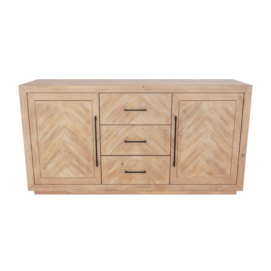 Aiden Chevron-Front Sideboard, Natural Weathered Pine | Alpine
