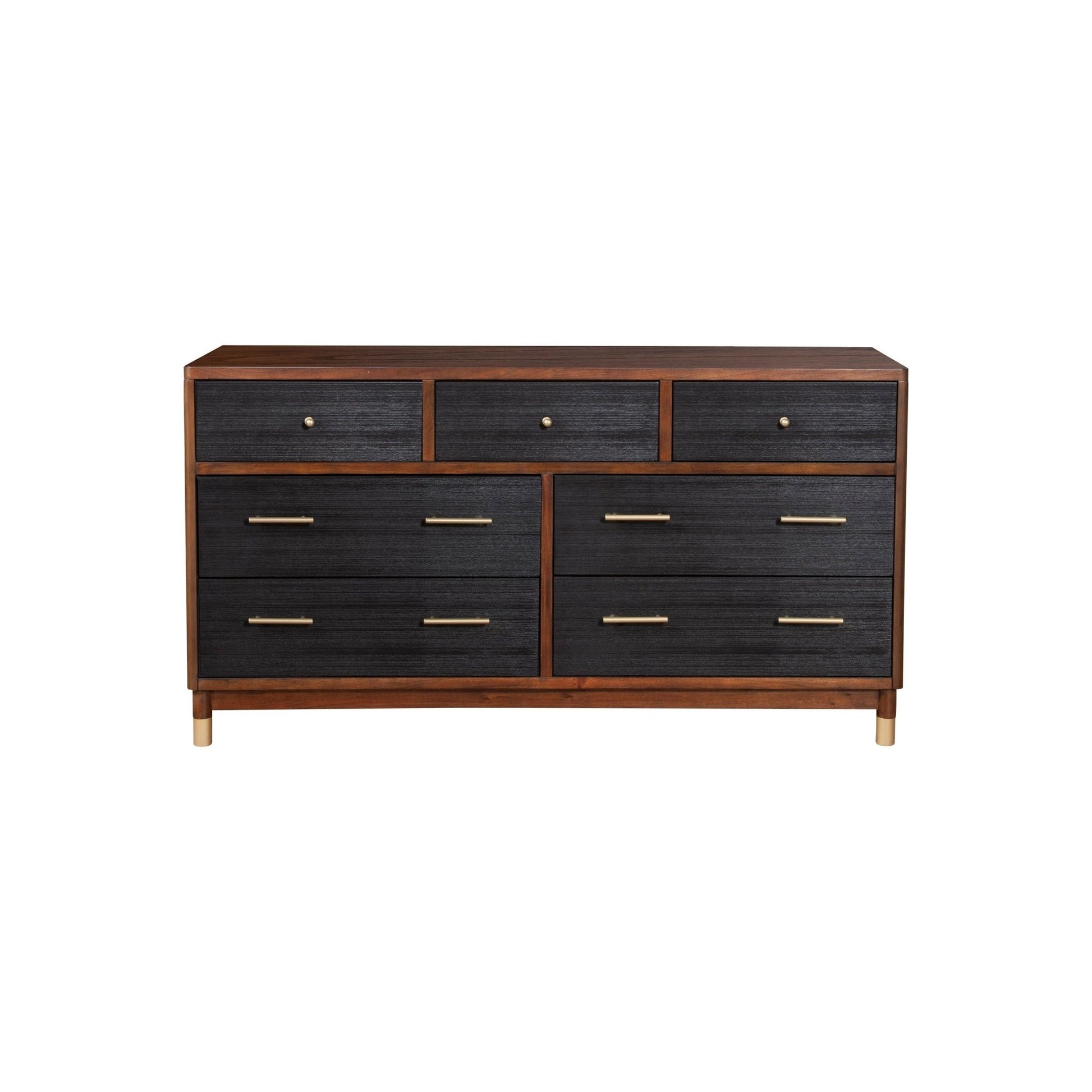 Alpine Furniture Dark Walnut & Black Belham 7 Drawer Dresser 1971-03 Alpine Furniture Dark Walnut & Black Belham 7 Drawer Dresser 1971-03
