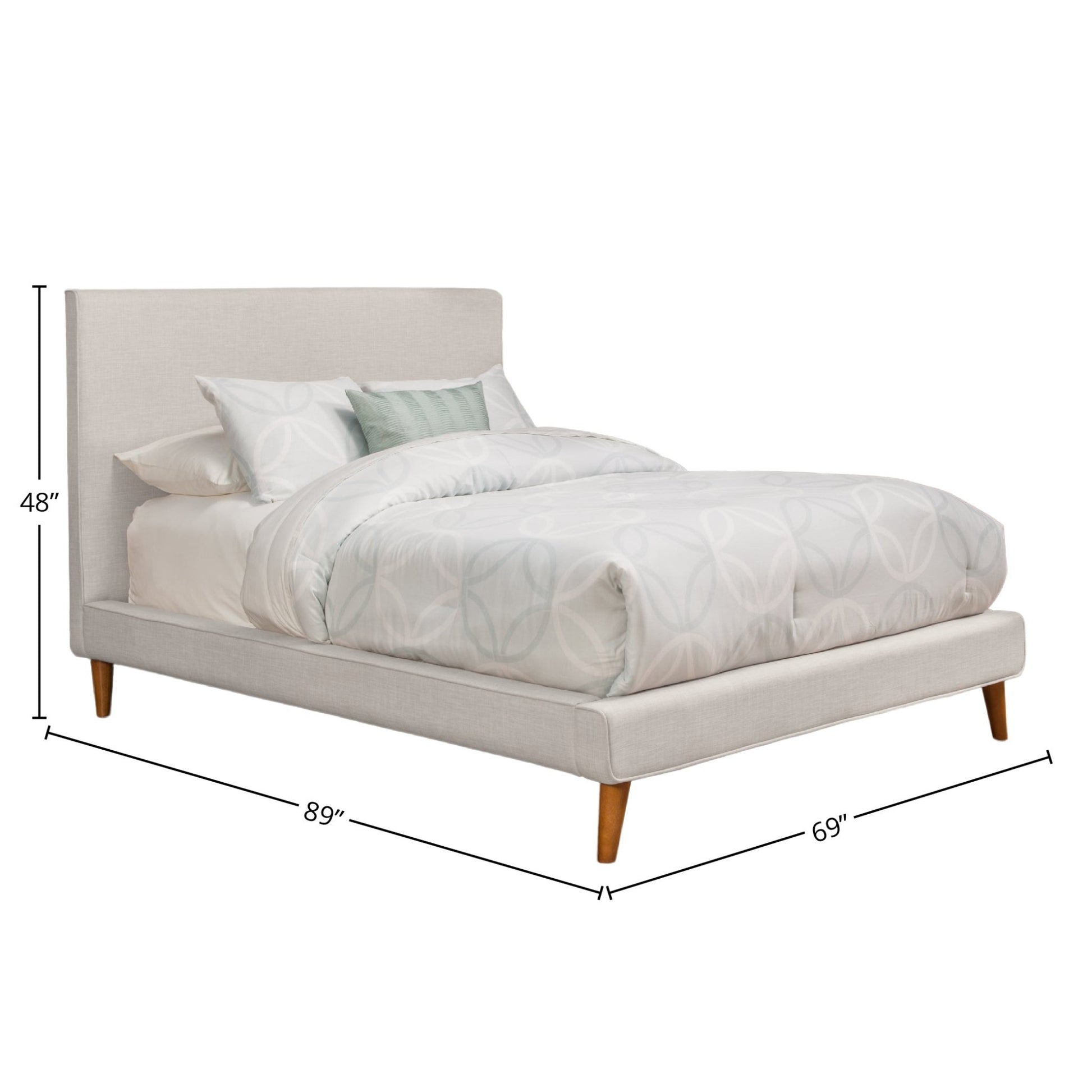 Britney Bed, Light Grey Linen - Alpine Furniture