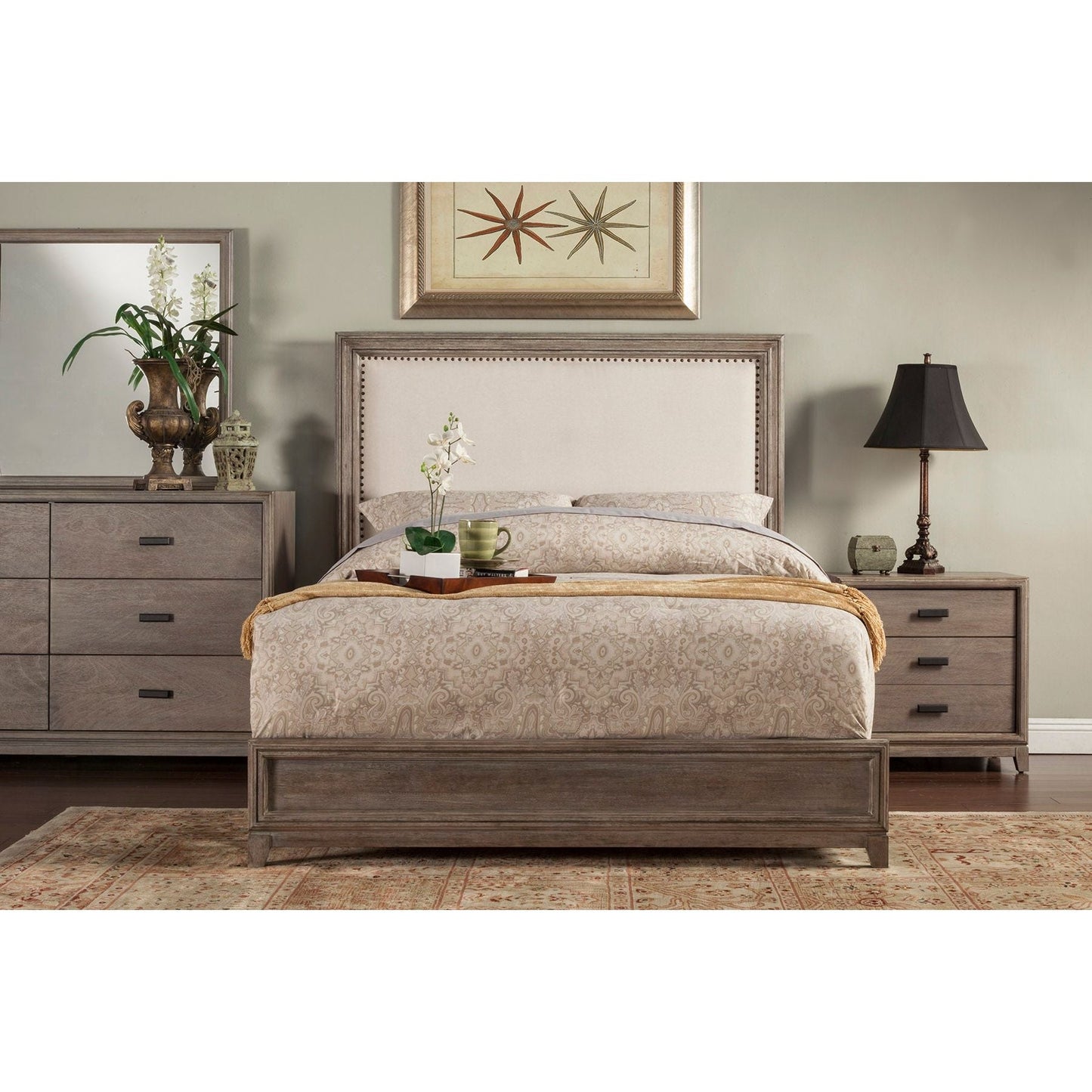 Camilla Bed, Antique Grey - Alpine Furniture