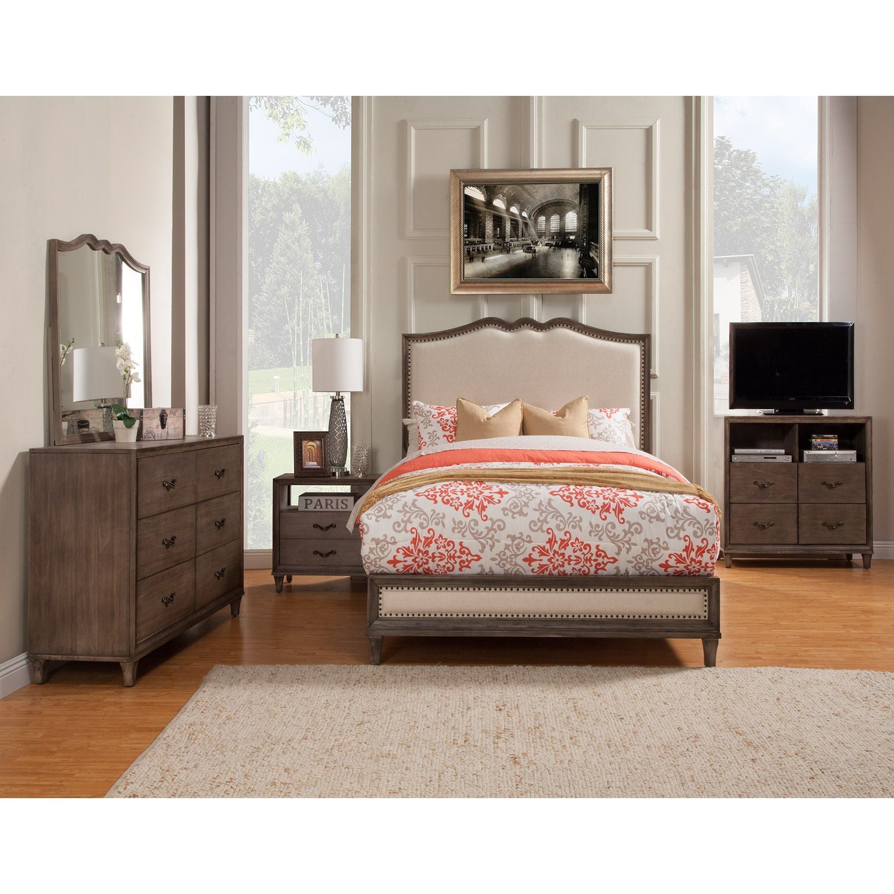 Charleston Bed, Antique Grey - Alpine Furniture