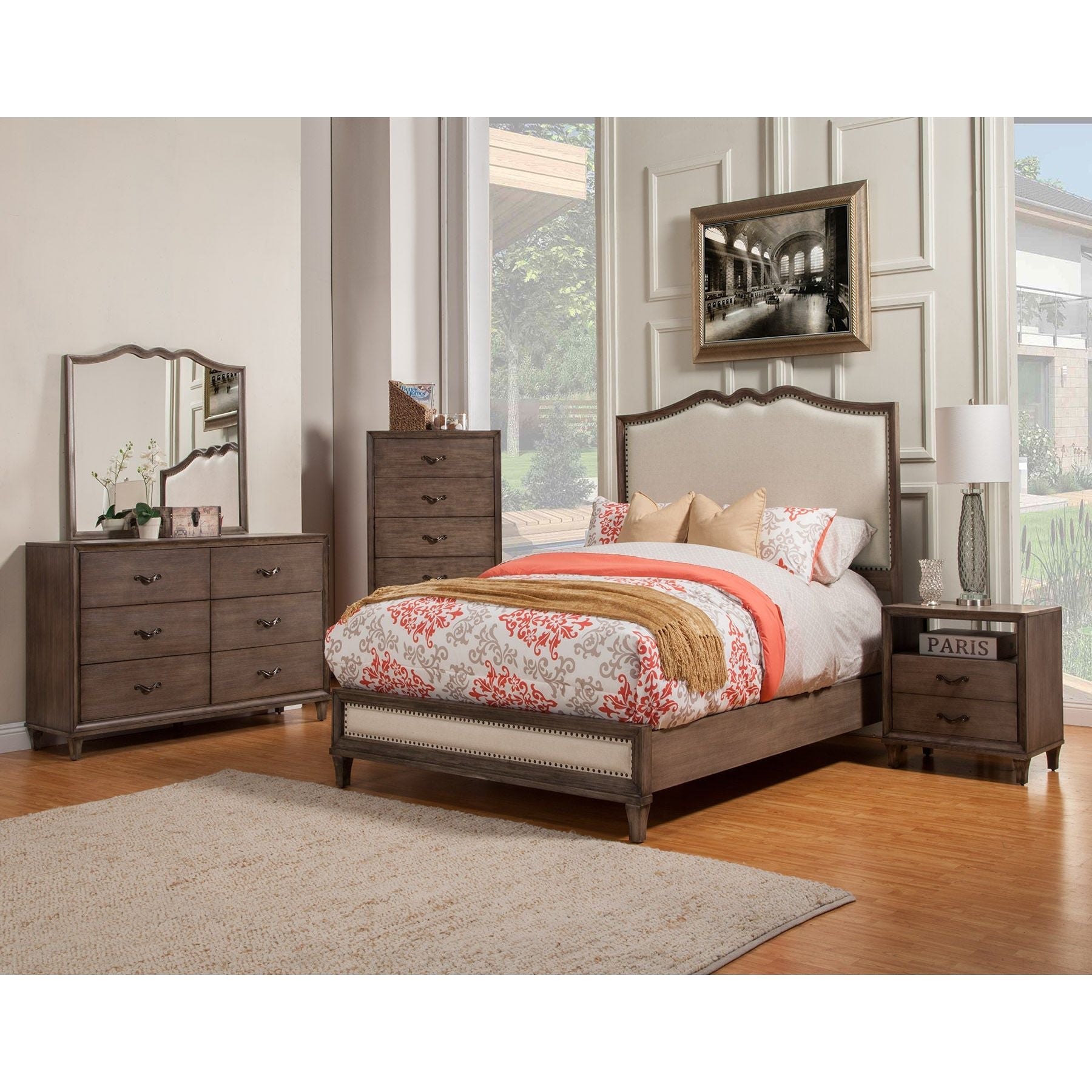 Charleston Mirror, Anique Grey - Alpine Furniture