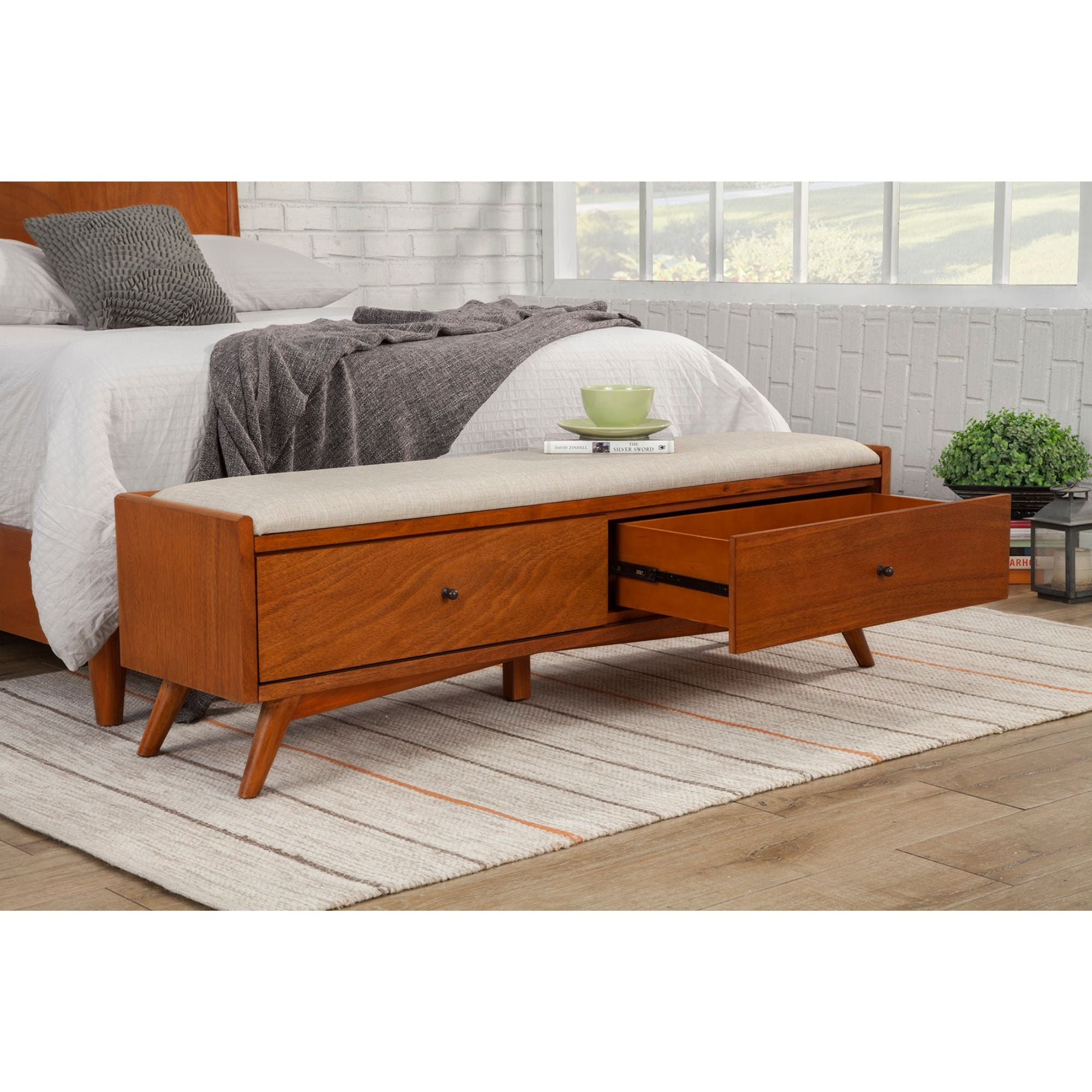 Mid century bed discount bench