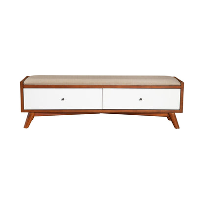 Flynn Bench, Acorn/White - Alpine Furniture