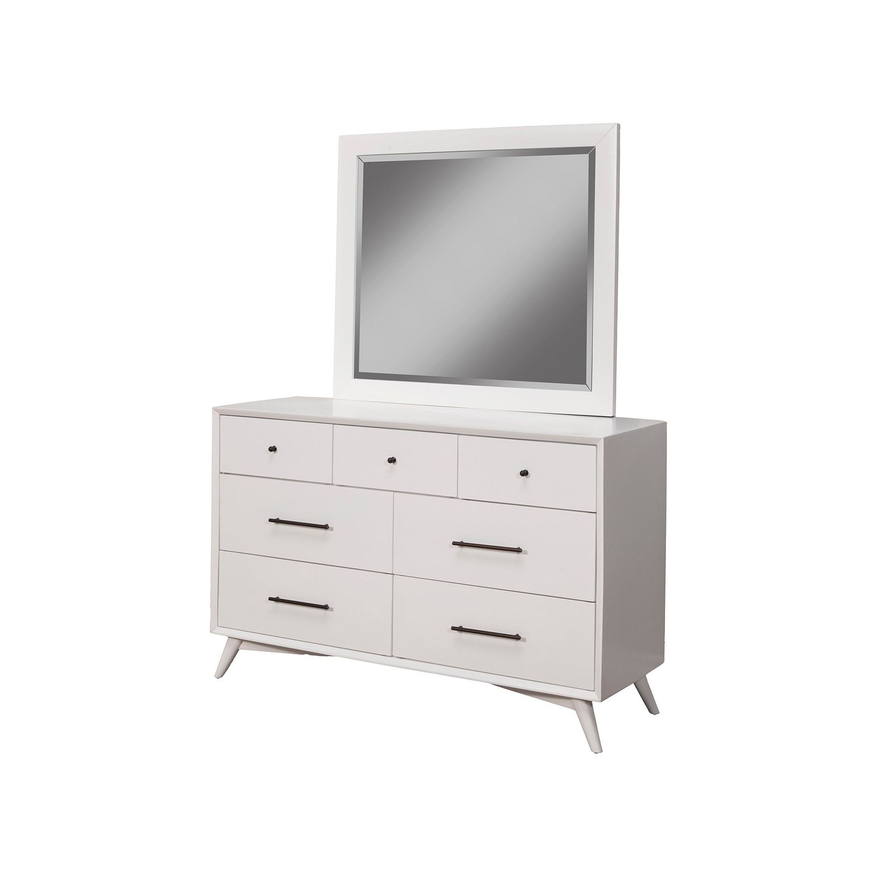 Alpine Furniture Flynn Mid Century Modern 7 Drawer Dresser White Alpine Furniture Flynn Mid Century Modern 7 Drawer Dresser White