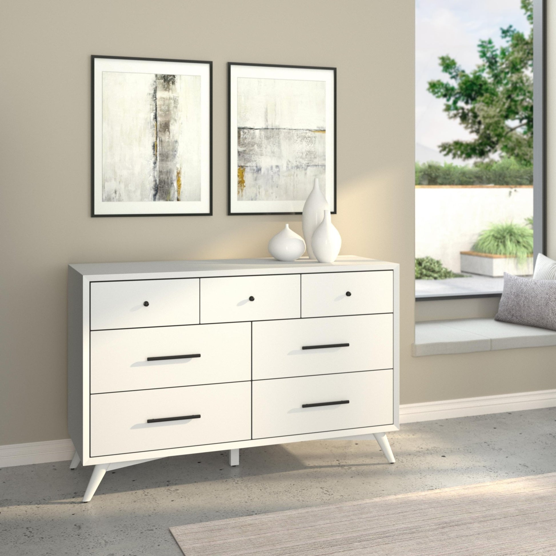 Flynn 6-Drawer Dresser in White | Alpine Furniture Flynn 6-Drawer Dresser in White | Alpine Furniture