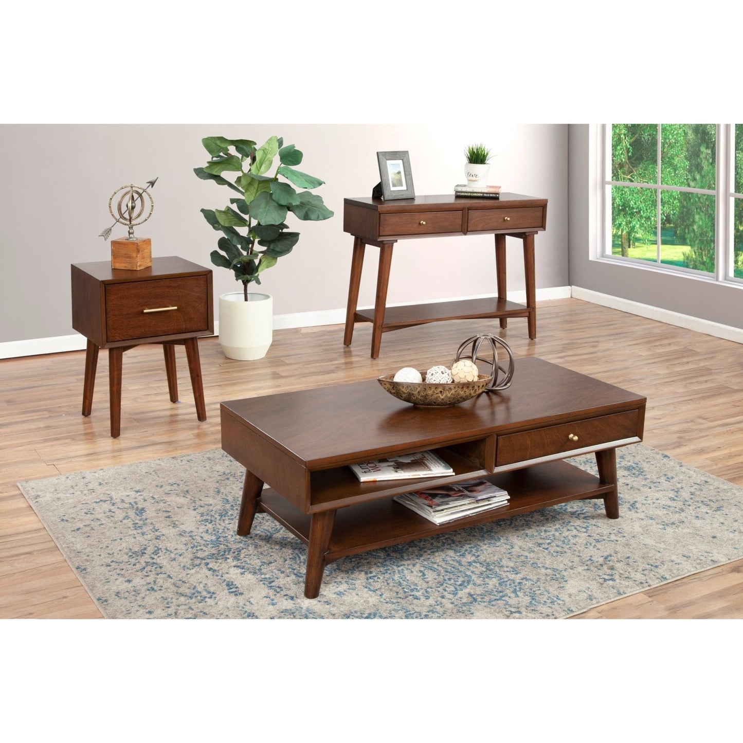 Flynn End Table, Walnut - Alpine Furniture