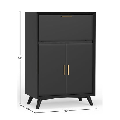 Flynn Large Bar Cabinet, Black - Alpine Furniture