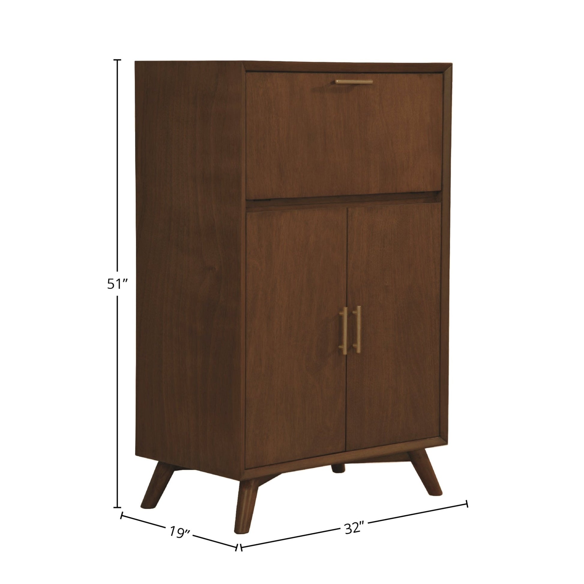 Flynn Large Bar Cabinet, Walnut - Alpine Furniture