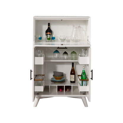Flynn Large Bar Cabinet, White - Alpine Furniture