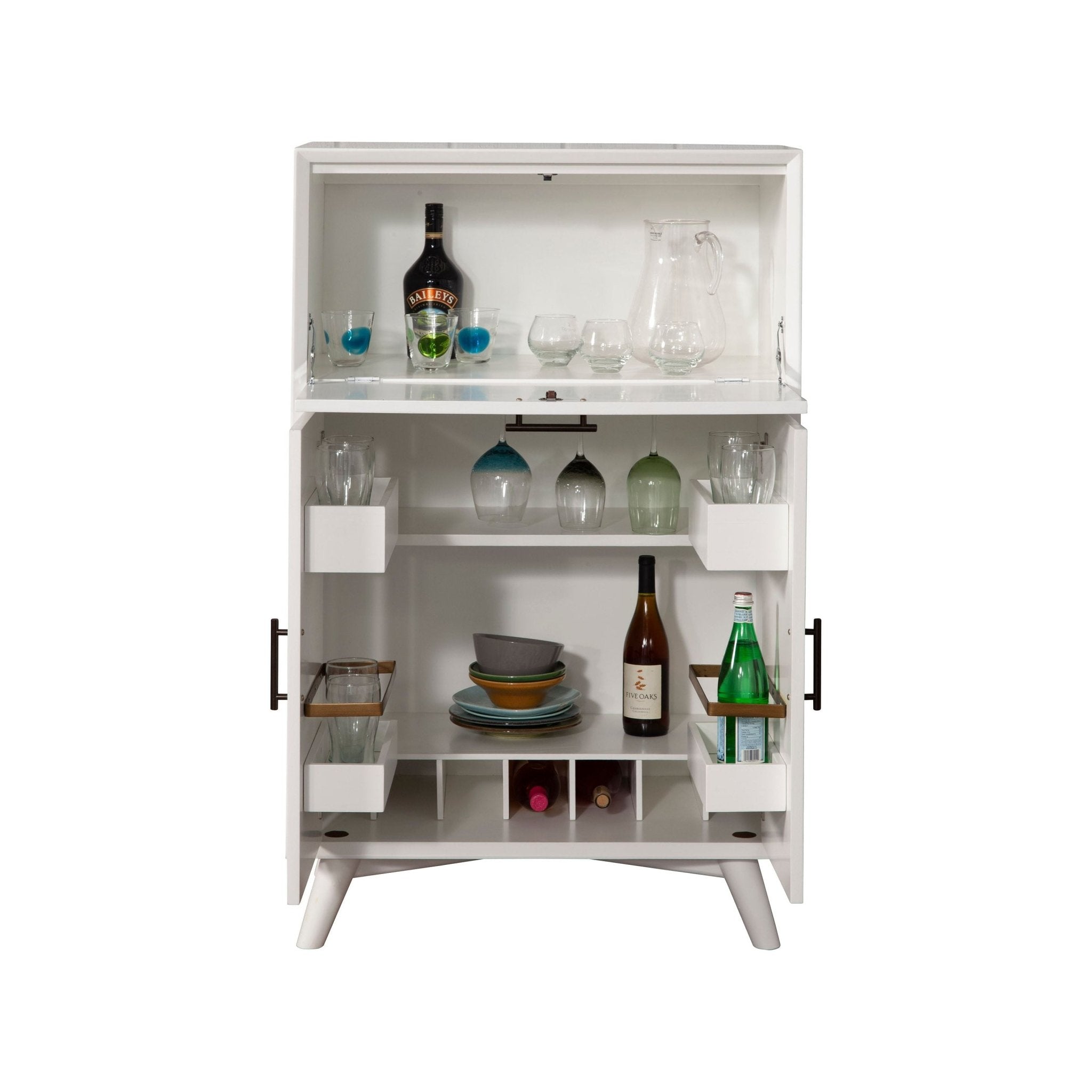 Flynn Large Bar Cabinet, White – Alpine Furniture