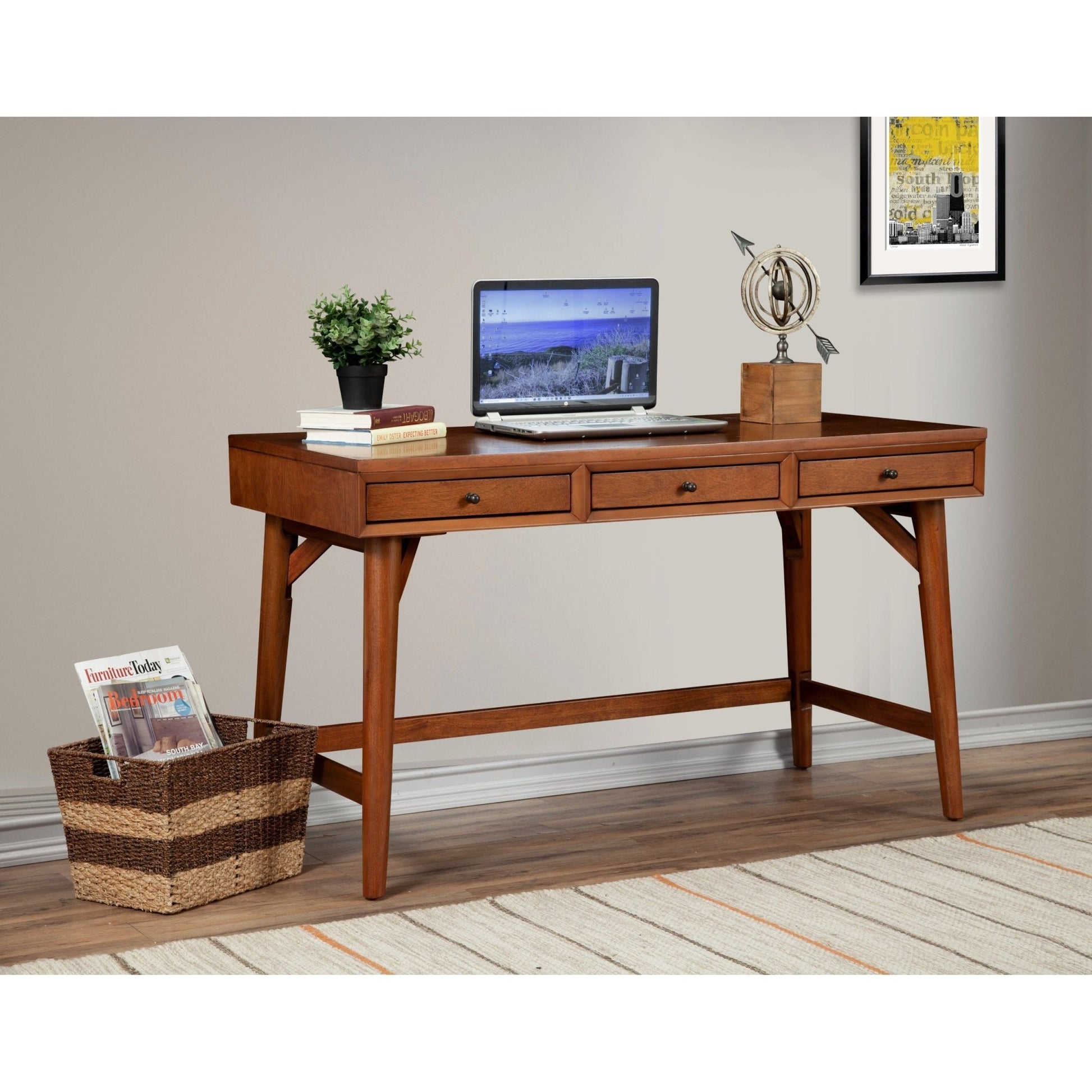 Flynn Large Desk, Acorn - Alpine Furniture
