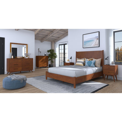 Flynn Panel Bed, Acorn - Alpine Furniture