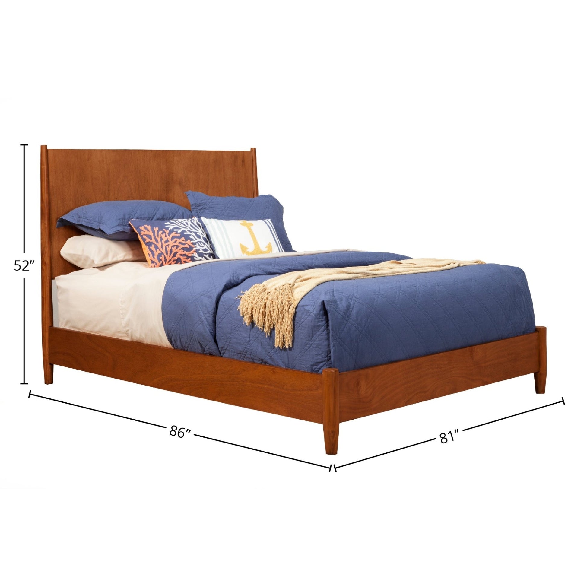 Flynn Panel Bed, Acorn - Alpine Furniture