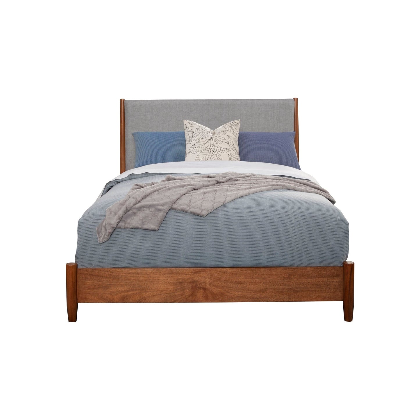 Flynn Panel Bed, Acorn/Grey - Alpine Furniture