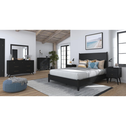 Flynn Panel Bed, Black - Alpine Furniture