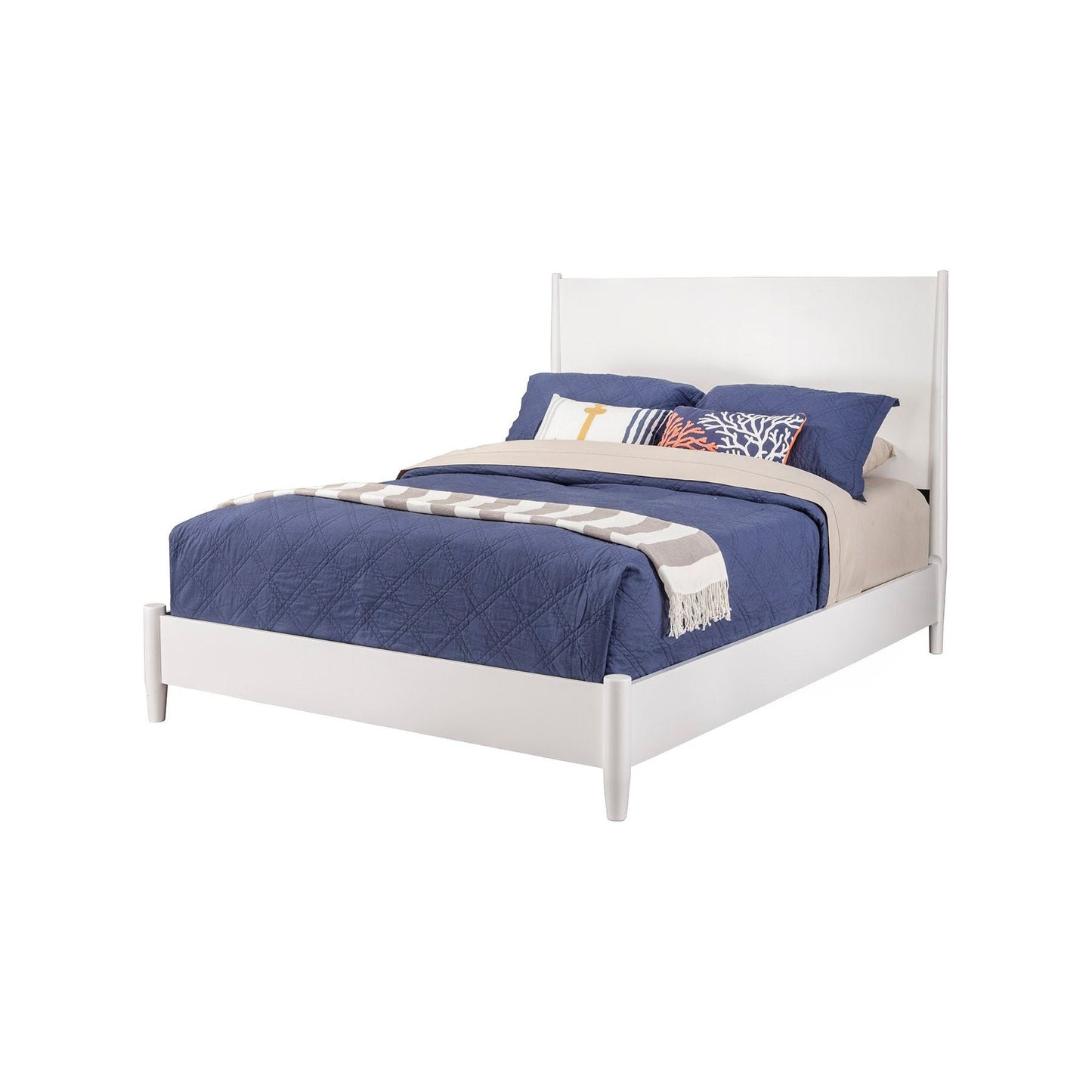 Flynn Panel Bed, White - Alpine Furniture