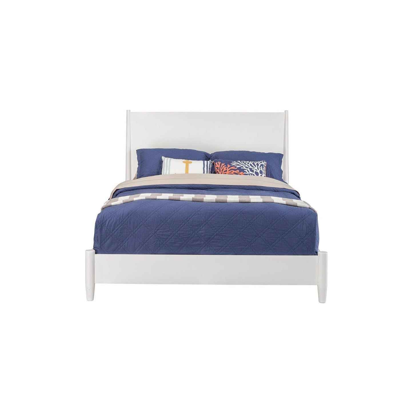 Flynn Panel Bed, White - Alpine Furniture