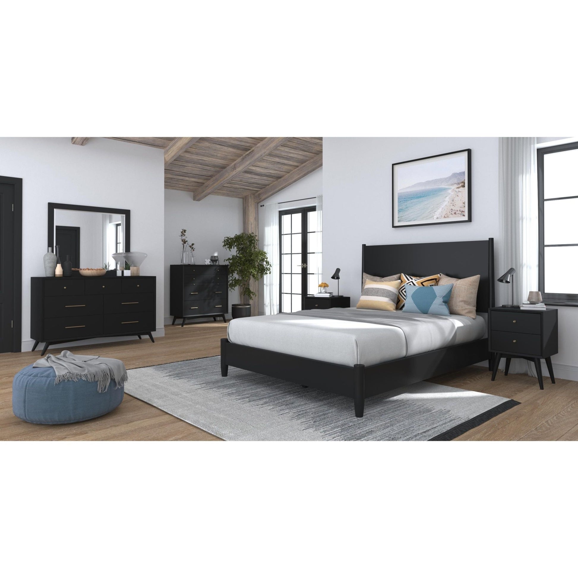 Flynn Platform Bed, Black - Alpine Furniture