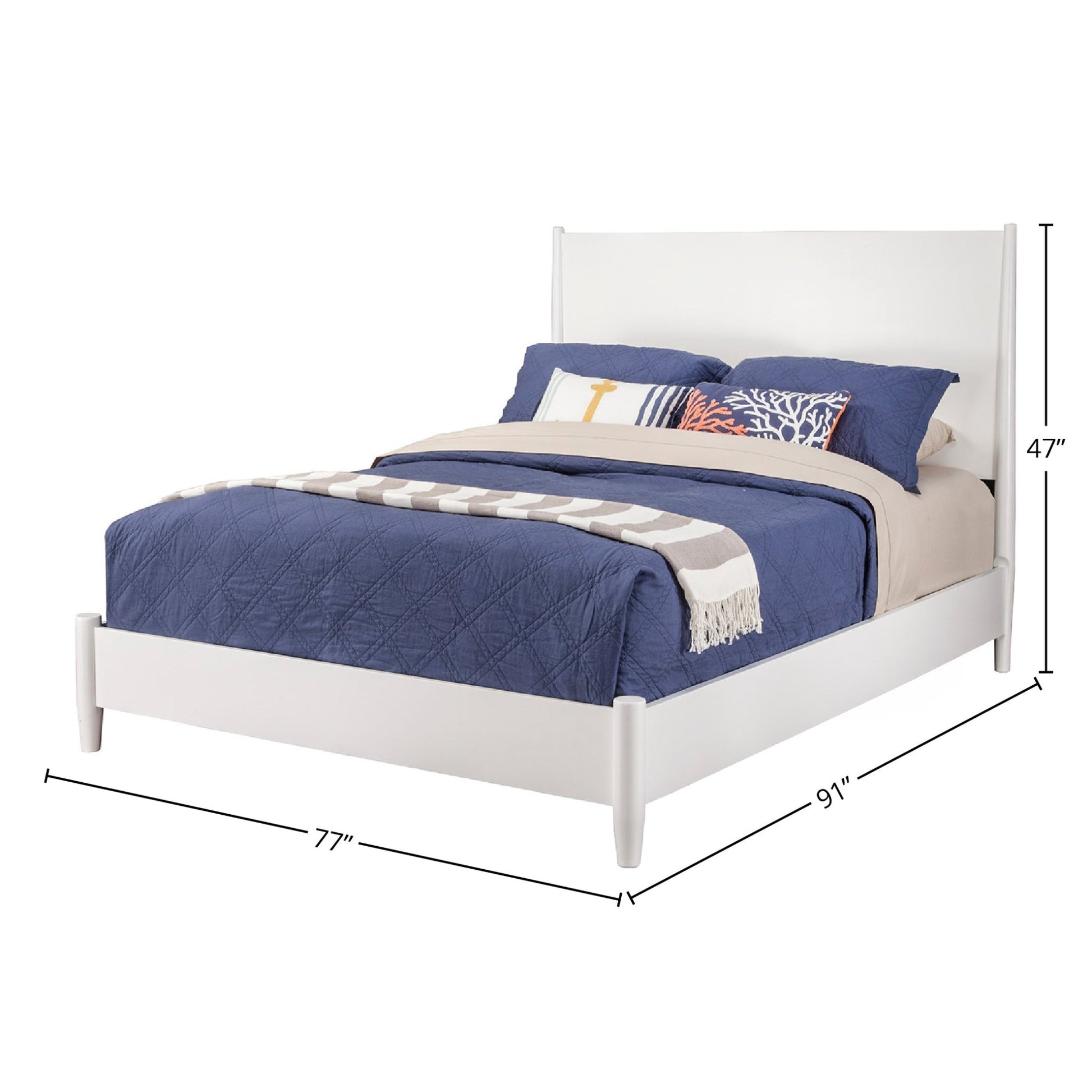 Flynn Platform Bed, White - Alpine Furniture