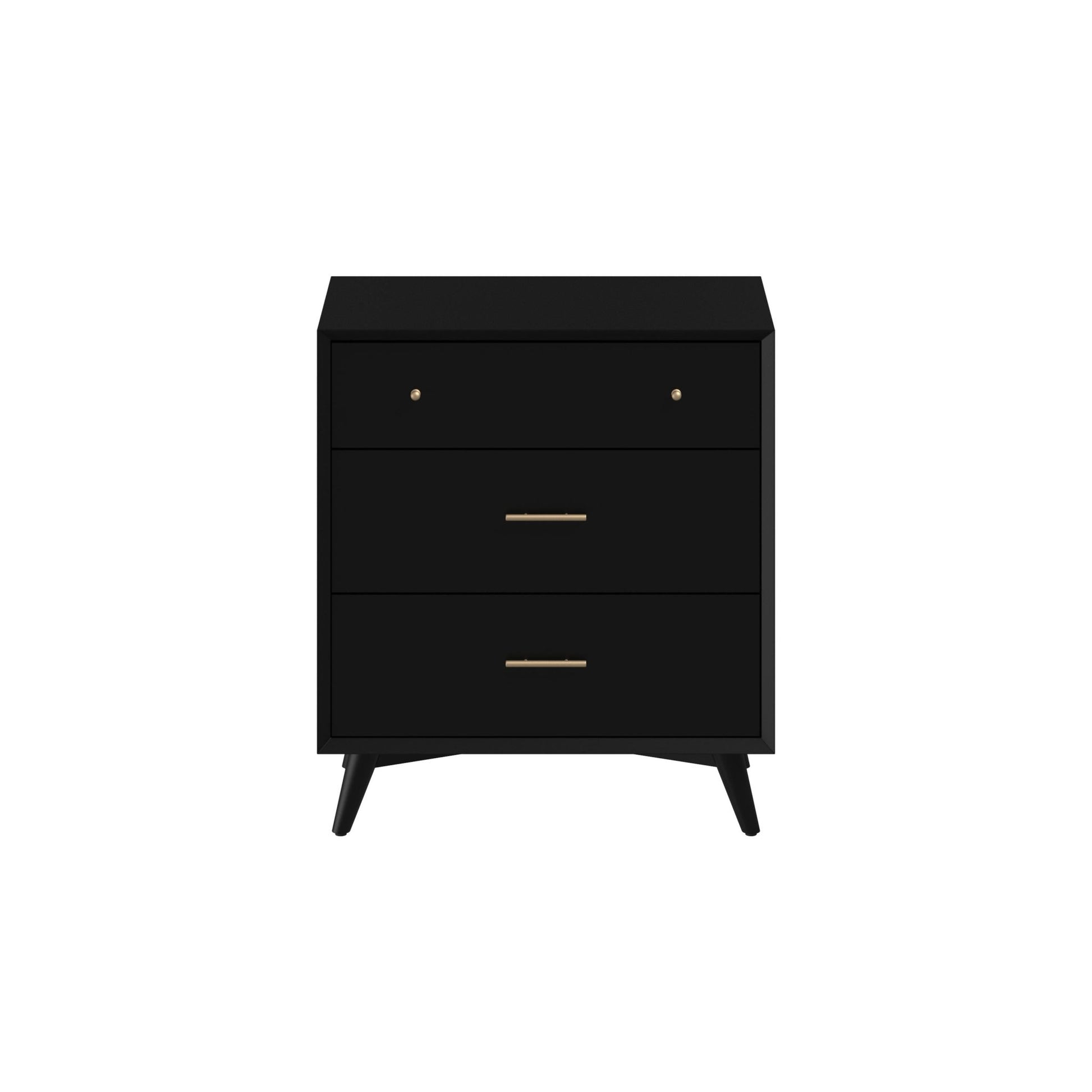 black small dresser Alpine Furniture Flynn Mid Century Modern 3 Drawer Small Chest Black