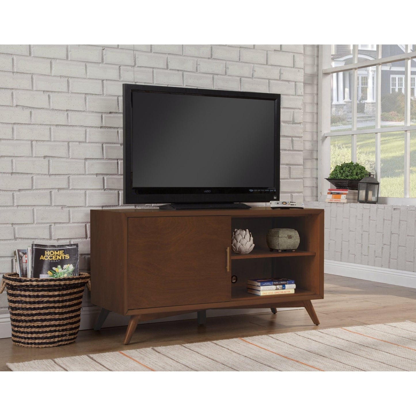 Flynn Small TV Console, Walnut - Alpine Furniture
