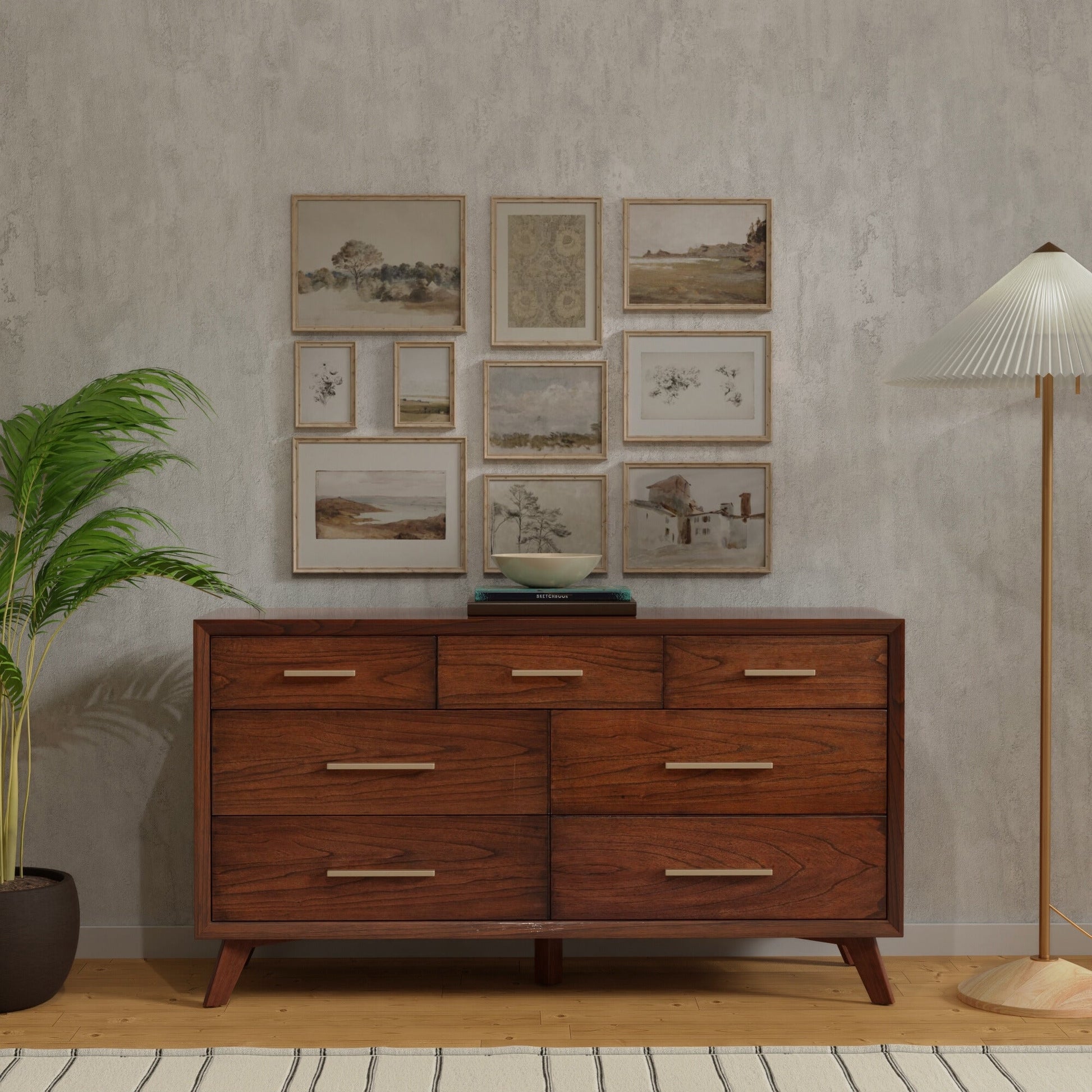 mid century modern 7 drawer dresser Williams 7-Drawer Dresser Color: Chestnut