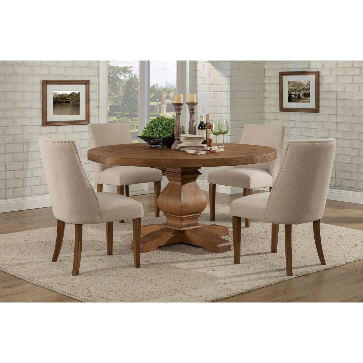 Kensington Round Dining Table, Reclaimed Natural - Alpine Furniture