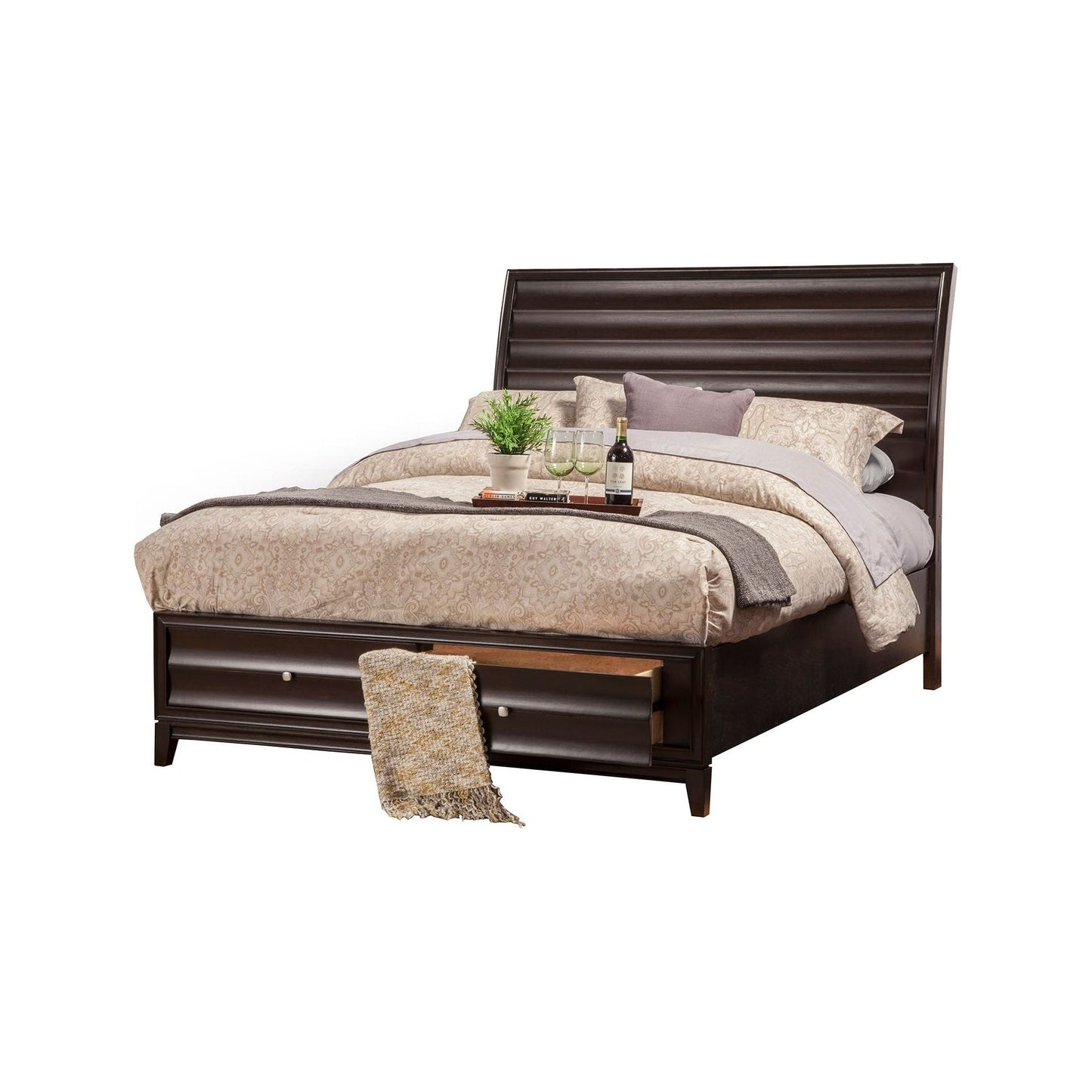 Legacy Storage Bed, Black Cherry - Alpine Furniture