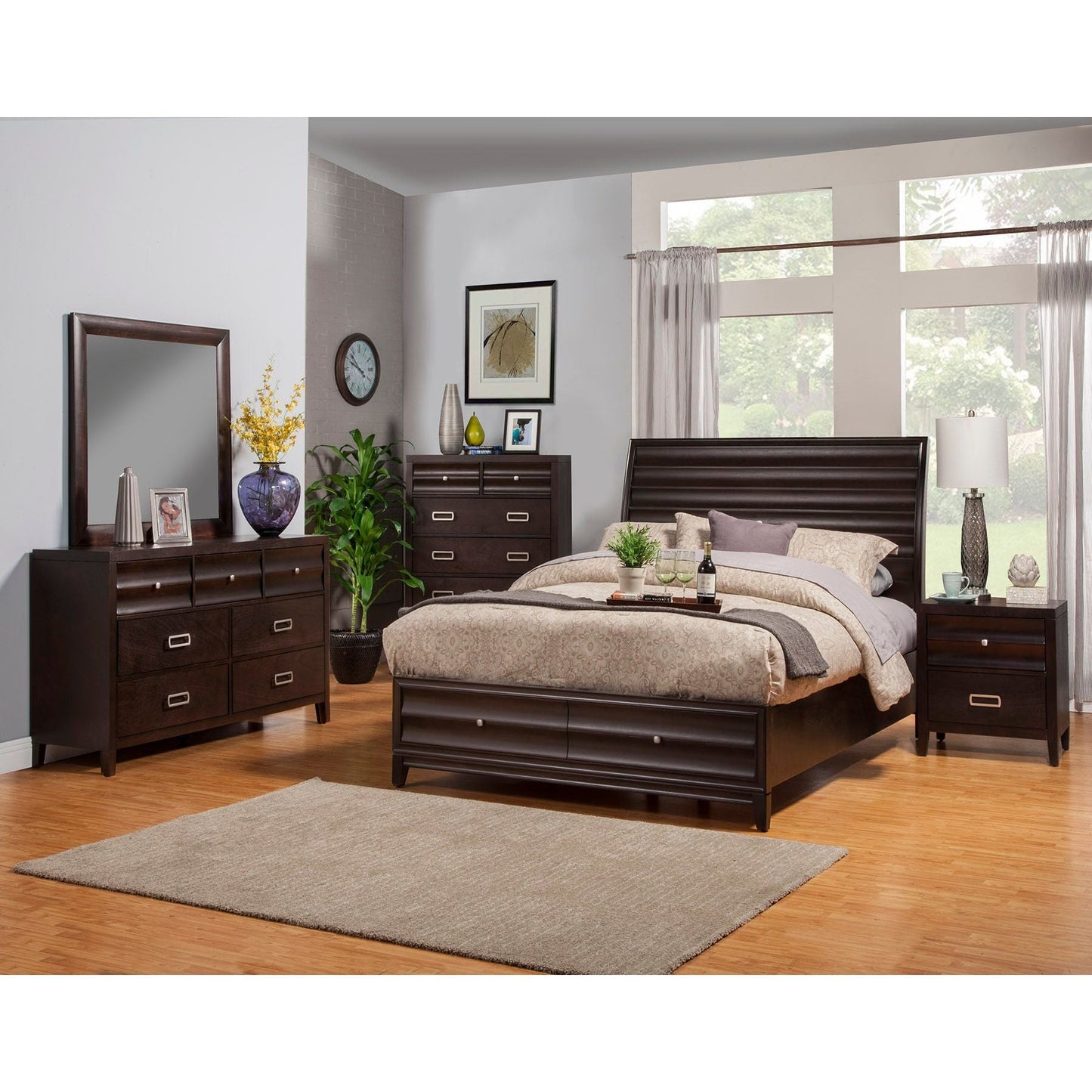 Legacy Storage Bed, Black Cherry - Alpine Furniture