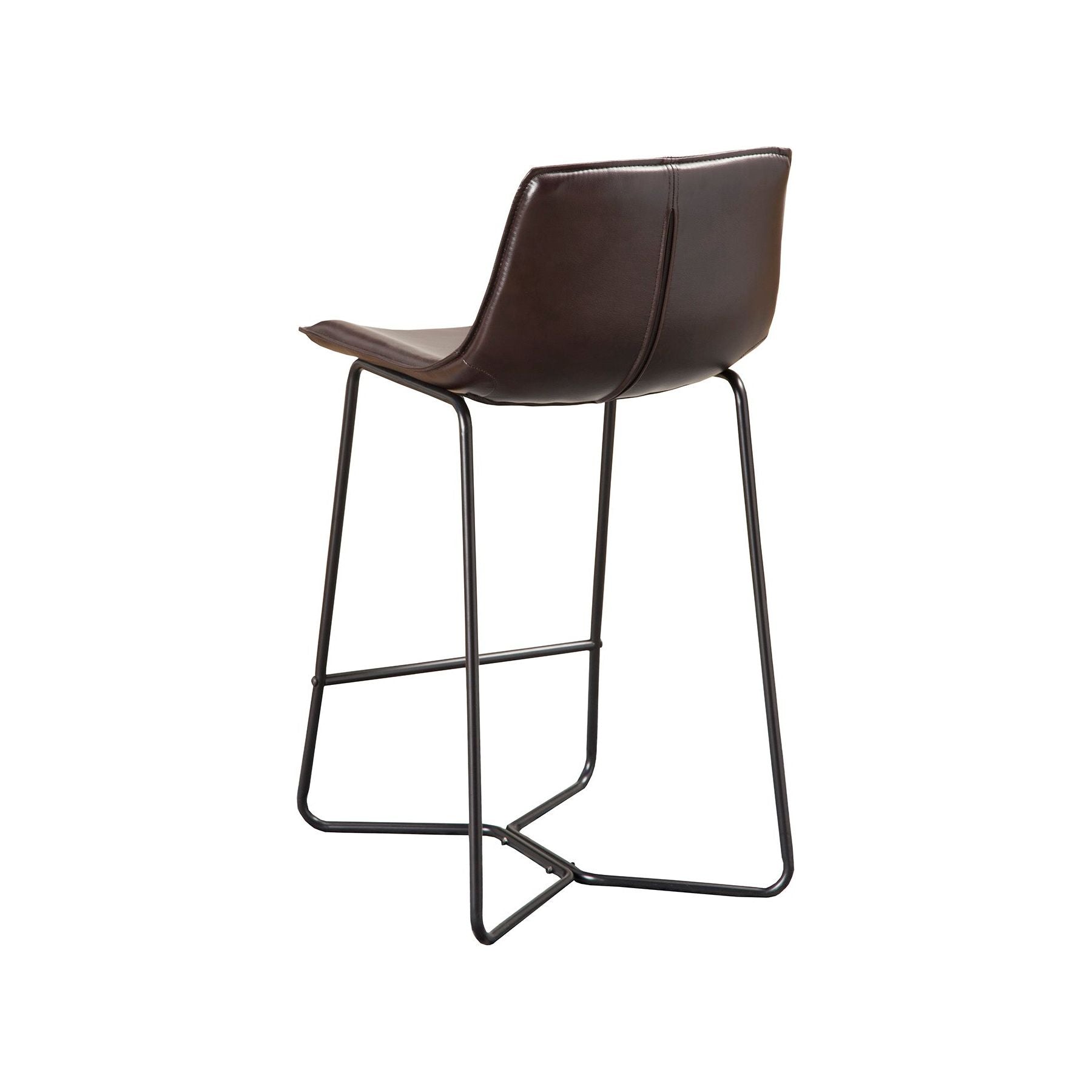 Live Edge Leather Pub Chairs, Dark Brown - Alpine Furniture
