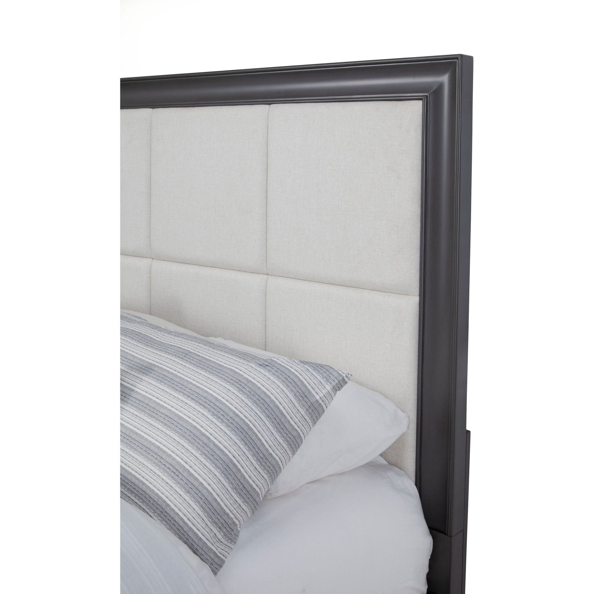 Novogratz Kelly Upholstered King Bed with Storage in Dark Grey Linen | Cymax Business Novogratz Kelly Upholstered King Bed with Storage in Dark Grey Linen | Cymax Business