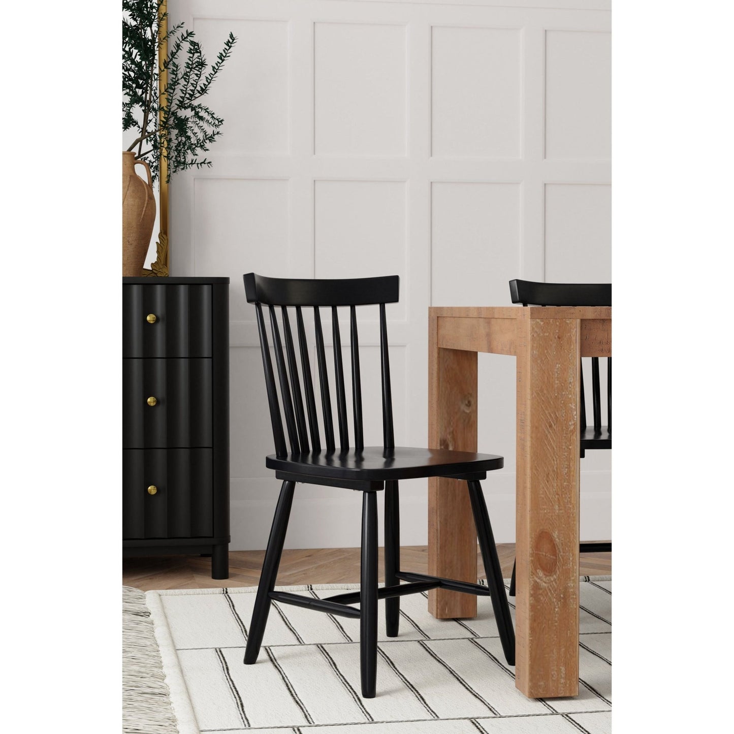 Lyra Set of 2 Windsor Chairs, Black - Alpine Furniture