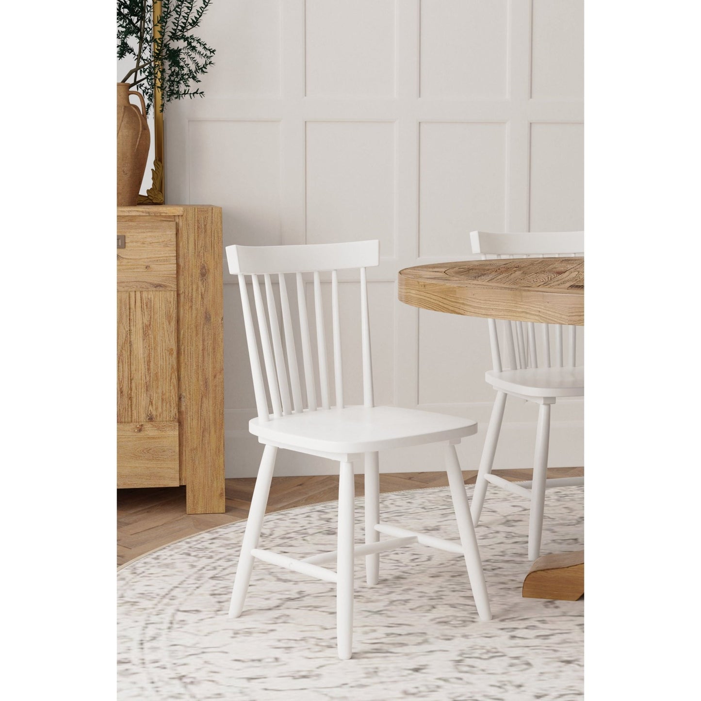 Lyra Set of 2 Windsor Chairs, White - Alpine Furniture