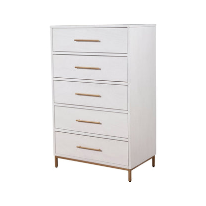 Madelyn Five Drawer Chest, White - Alpine Furniture