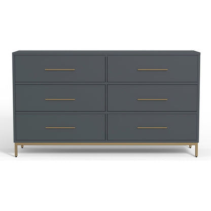 Madelyn Six Drawer Dresser, Slate Gray - Alpine Furniture