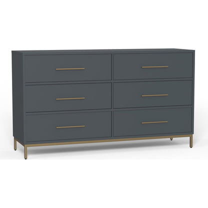 Madelyn Six Drawer Dresser, Slate Gray - Alpine Furniture