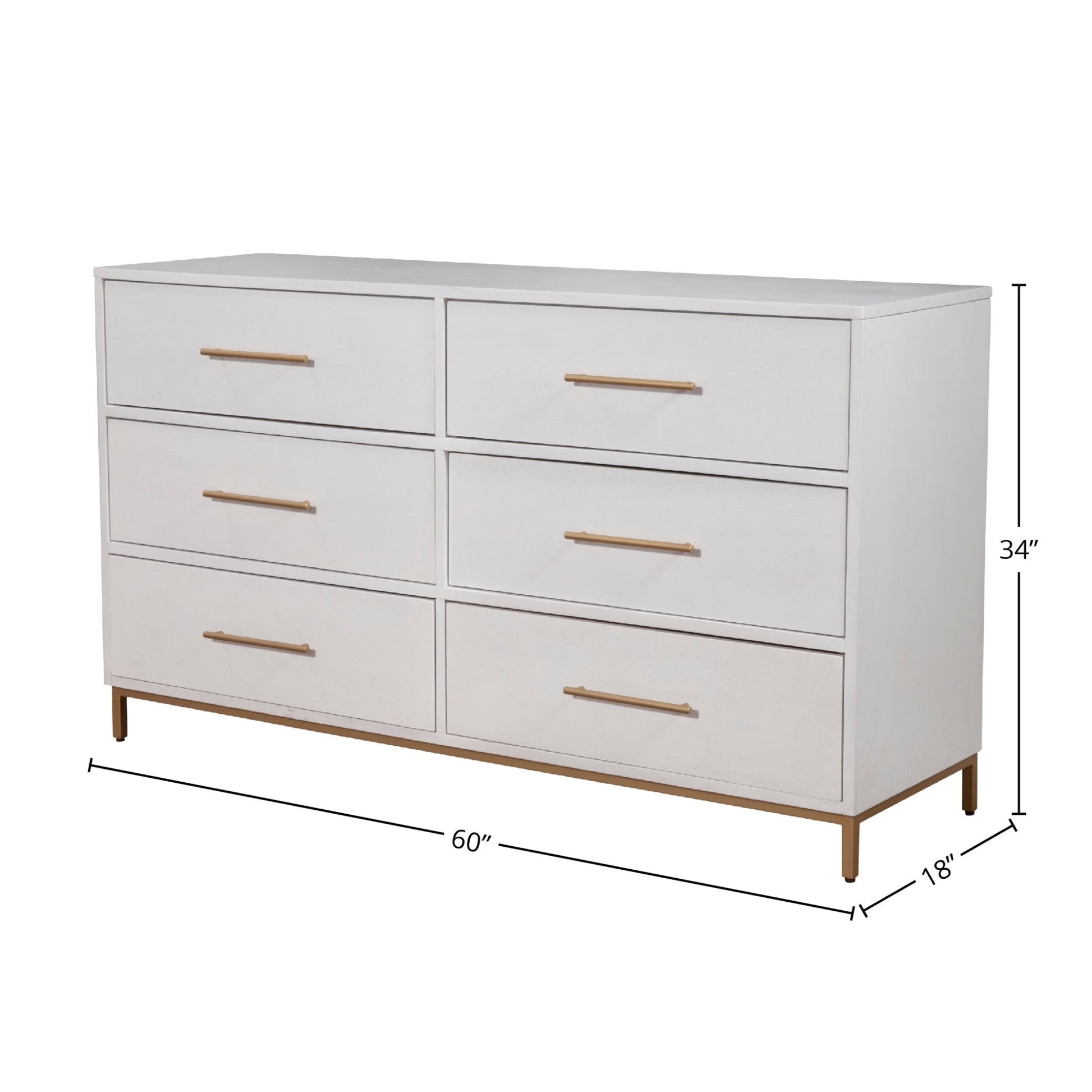 Alpine Furniture Madelyn White Six Drawer Dresser