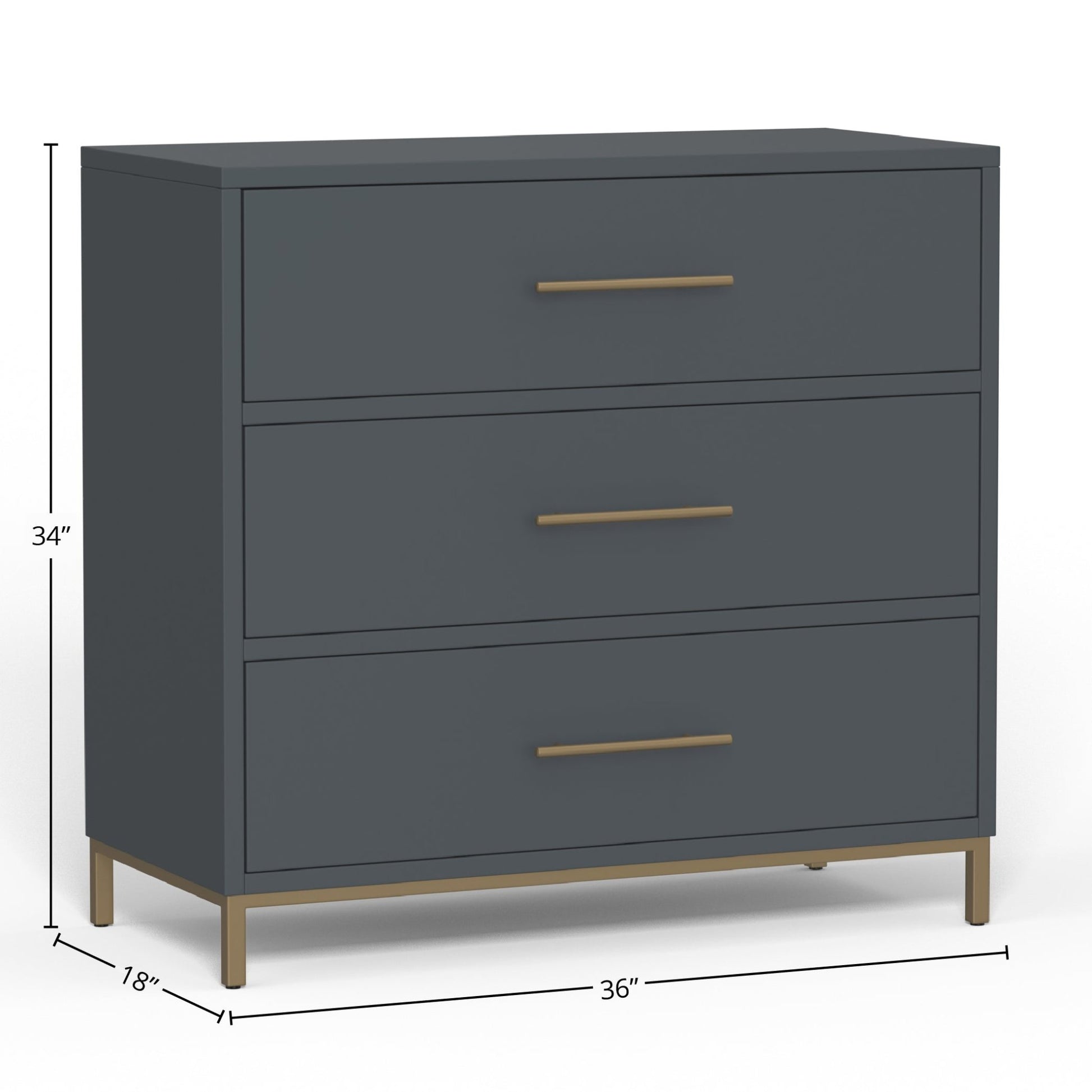 Madelyn Three Drawer Small Chest, Slate Gray - Alpine Furniture