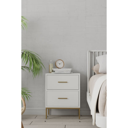 Madelyn Two Drawer Nightstand, White - Alpine Furniture