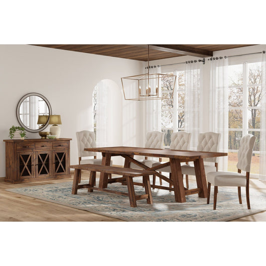 Newberry Rectangular Dining Table, Medium Brown - Alpine Furniture