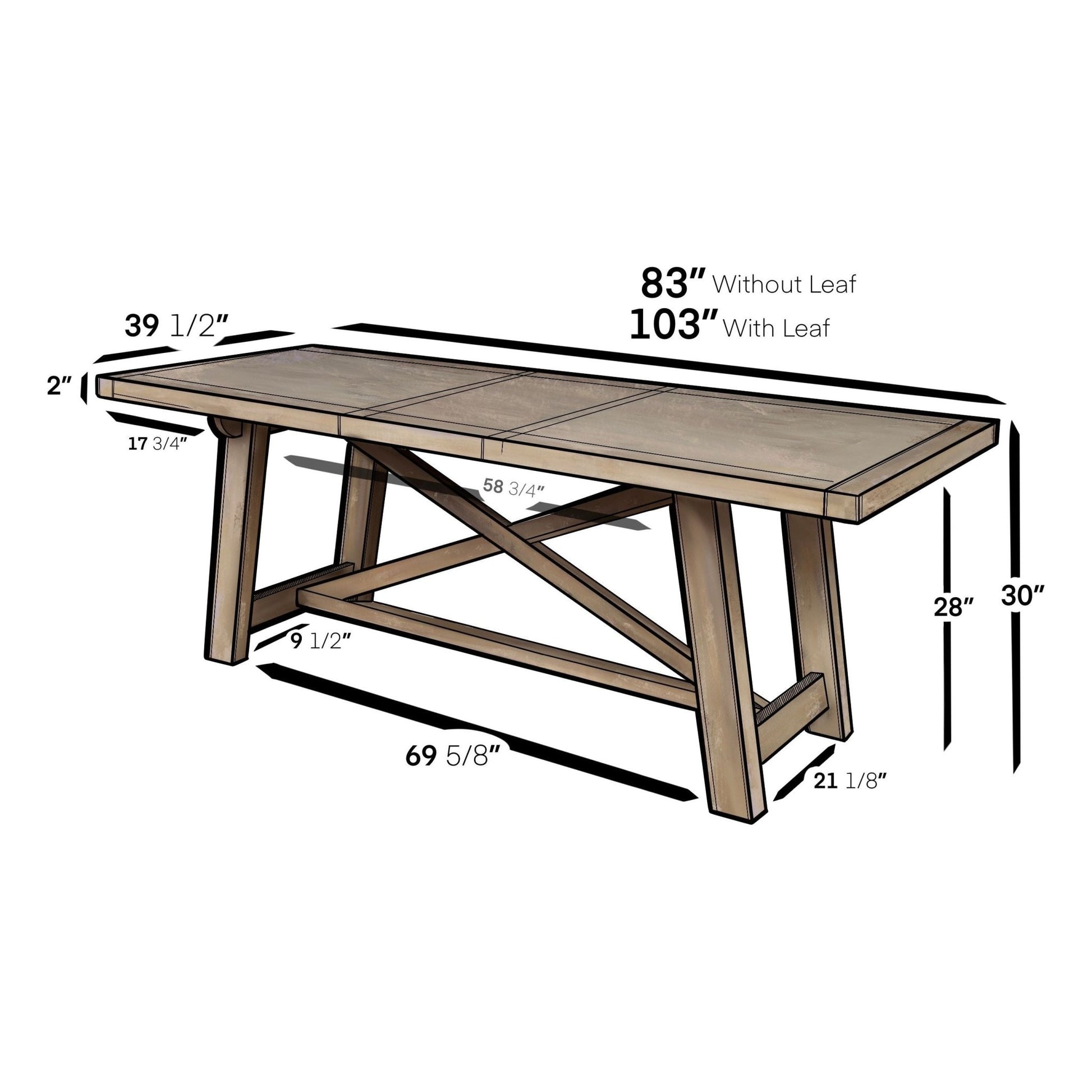 Newberry Rectangular Dining Table, Weathered Natural - Alpine Furniture
