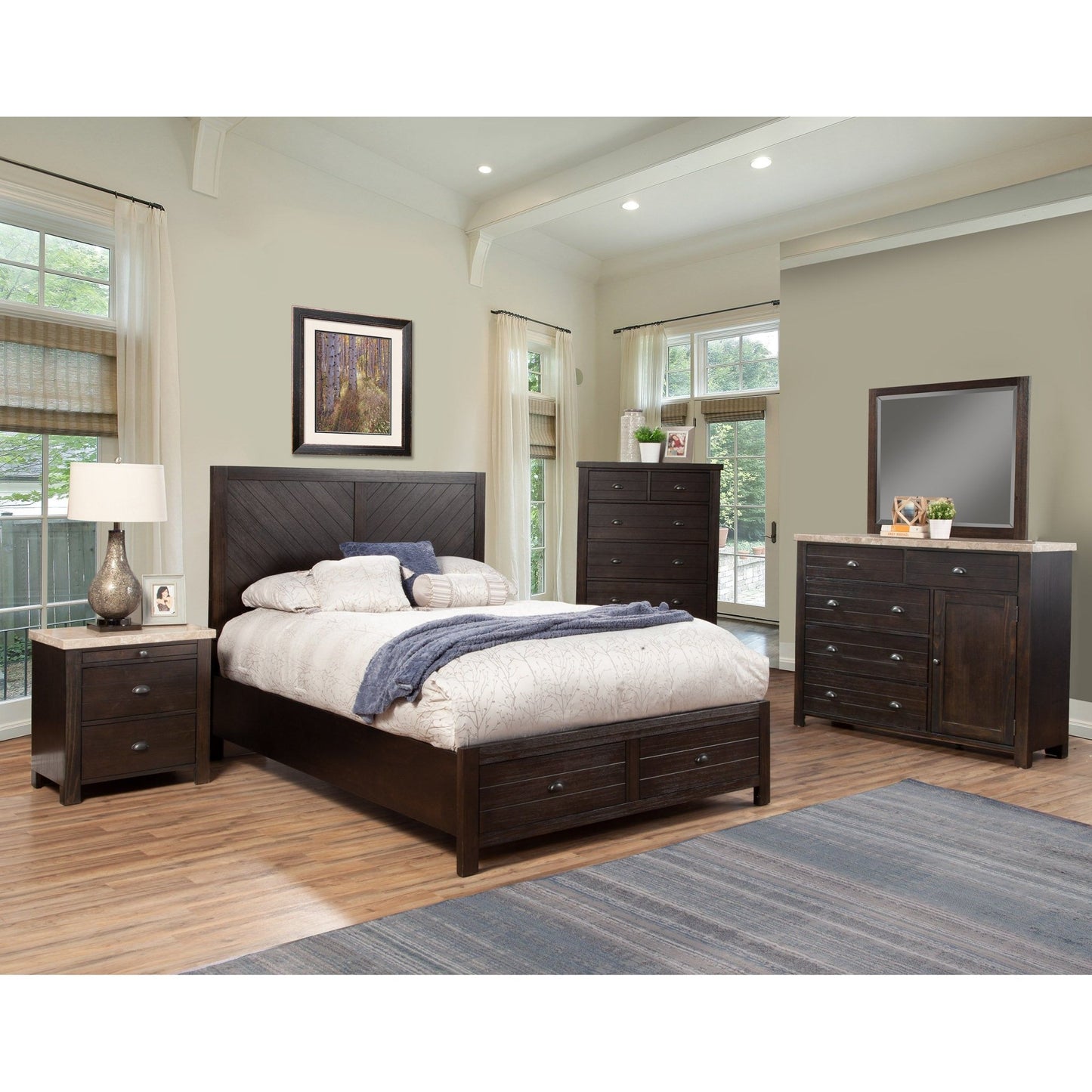 Shutter Bed, Charcoal - Alpine Furniture