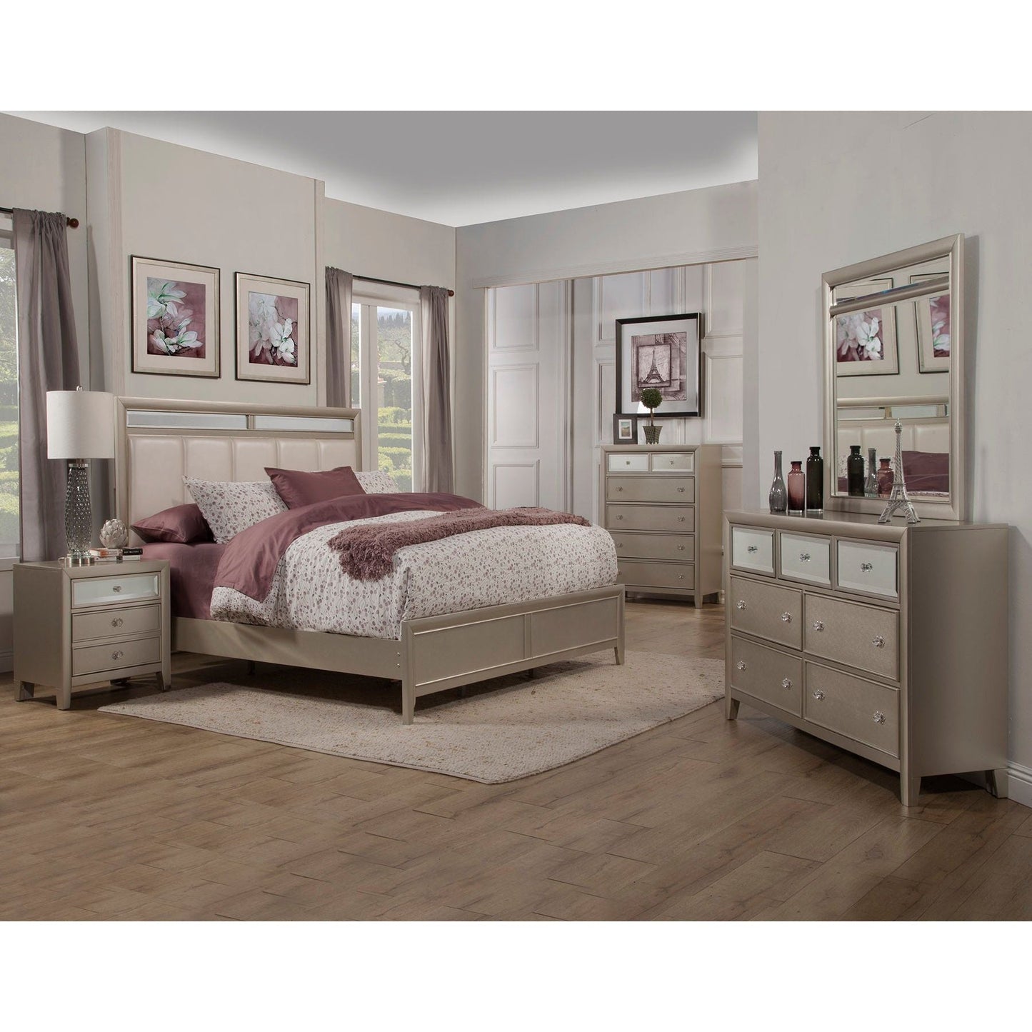 Silver Dreams Bed, Silver - Alpine Furniture