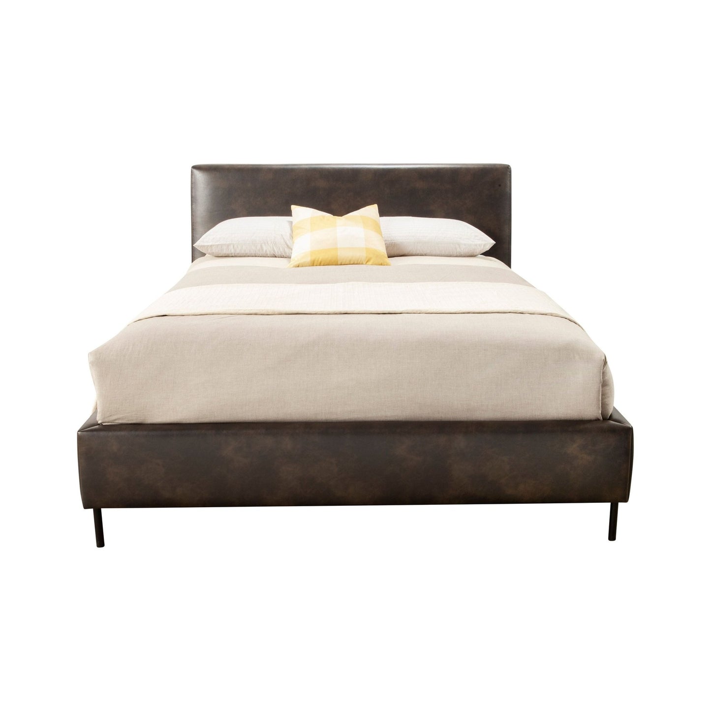 Sophia Faux Leather Platform Bed, Gray - Alpine Furniture