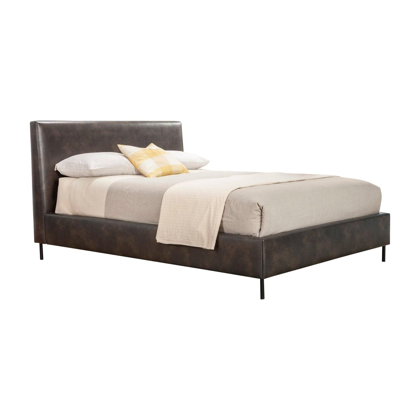 Sophia Faux Leather Platform Bed, Gray - Alpine Furniture