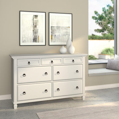 Winchester 7 Drawer Dresser, White - Alpine Furniture